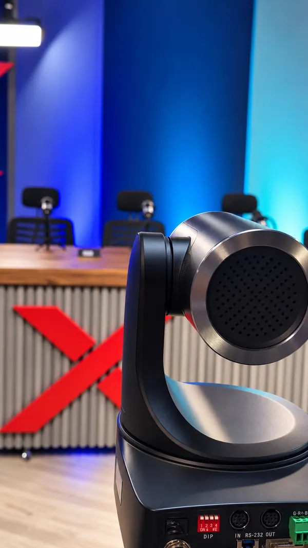Cámara PTZ apuntando a la mesa con la X roja